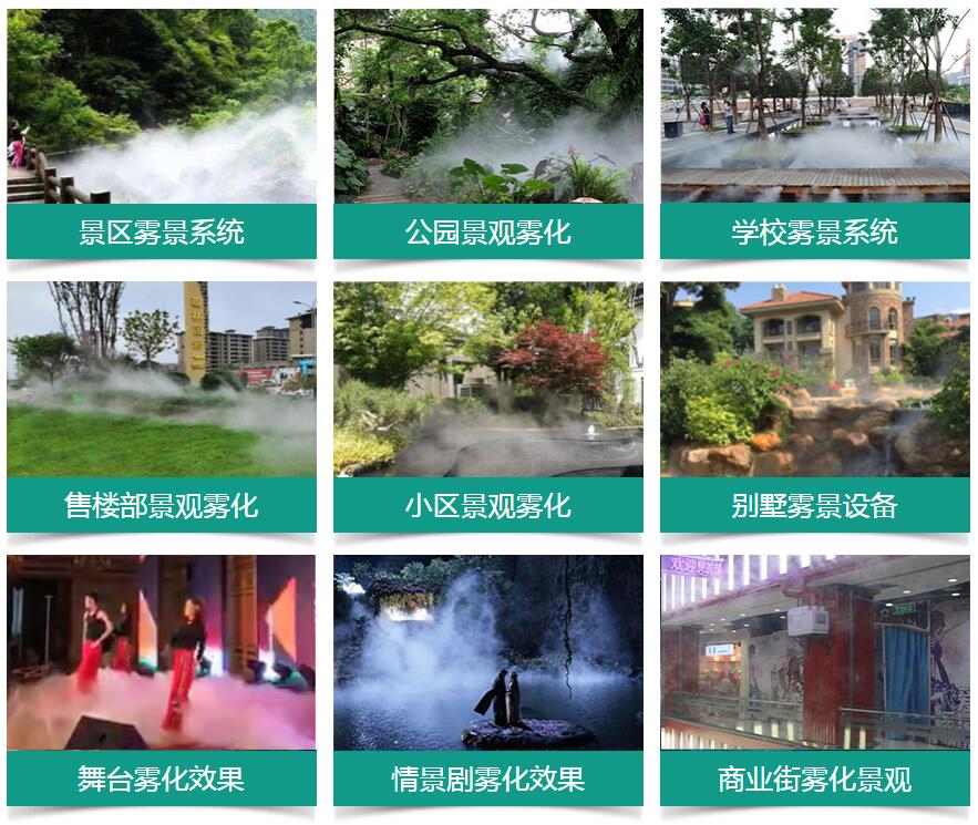 可用于加濕，還可以用于降溫，降溫,霧森景觀等。適用范圍：景觀造霧、小區造霧、水池造霧、車間廠房降塵。